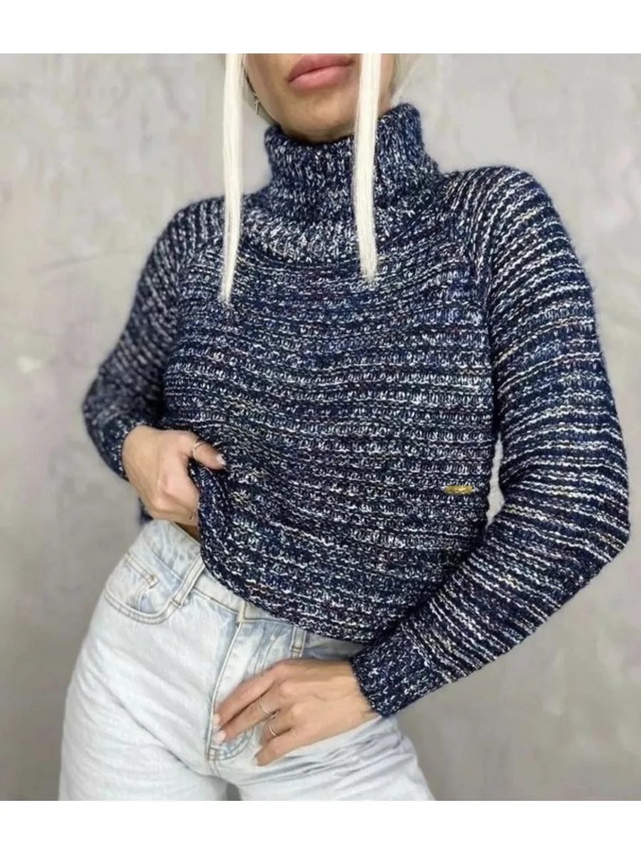 джемпер теплый свитер с горлом,свитер из меланжевой пряжи,свитера женские,женский теплый свитер,джемпер теплый свитер с горлом нарядный