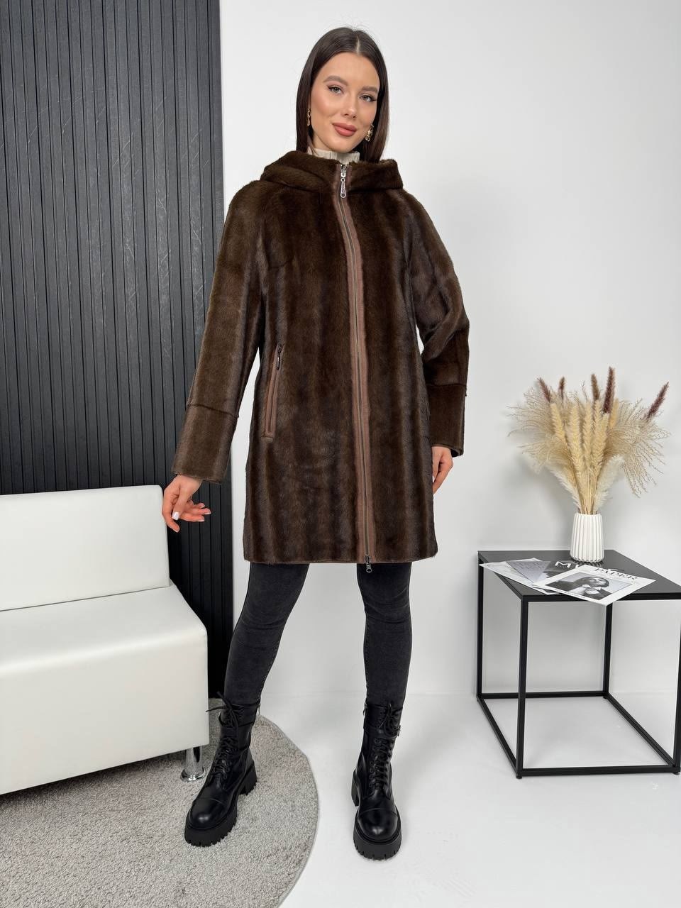 шуба женская,шуба из мутона,коричневая шуба,шуба искусственная,шуба дубленка