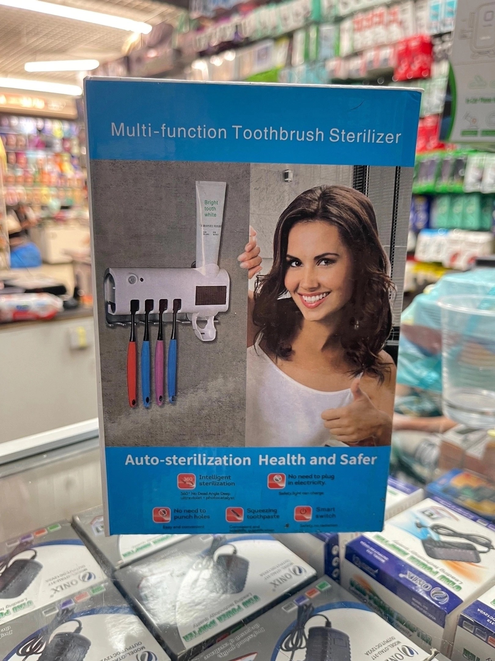 держатель зубной щеток,multi function toothbrush sterilizer,держатель зубных щеток с уф-стерилизатором и дозатором,держатель стерилизатор зубных щеток,дозатор зубной пасты