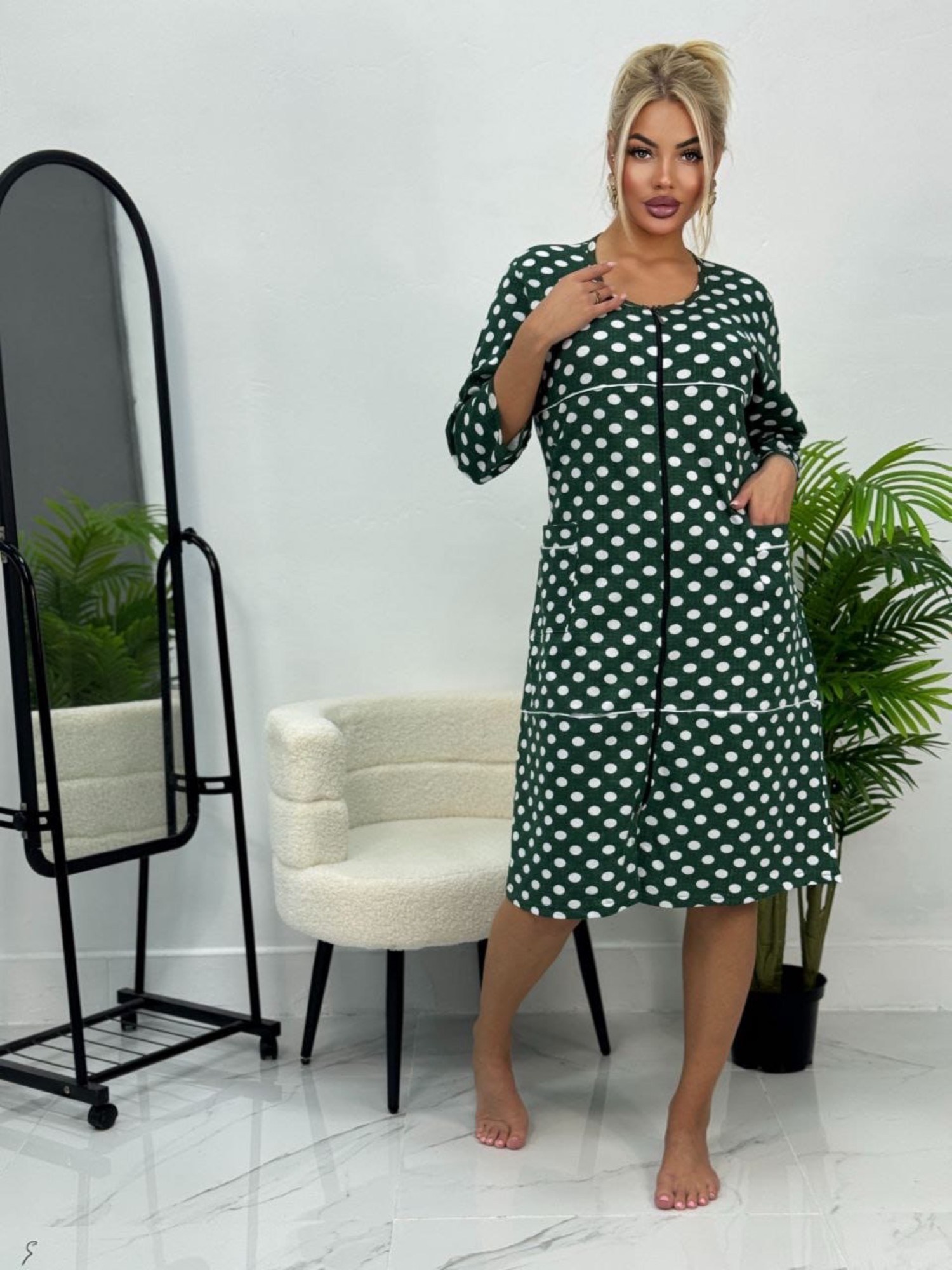 халат женский,халат жен,платье женская,женское платье в горошек,халат "делма"