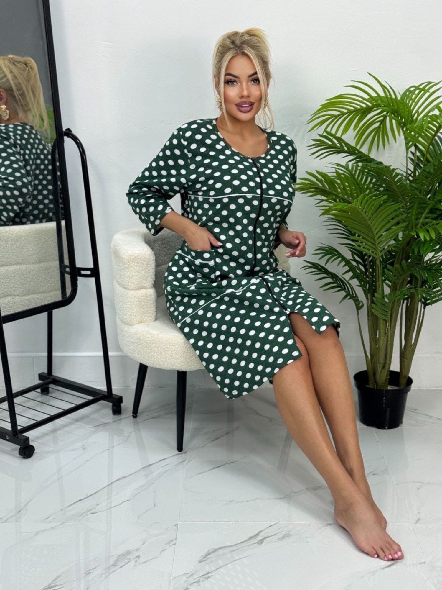 халат женский,халат жен,платье женская,женское платье в горошек,халат "делма"