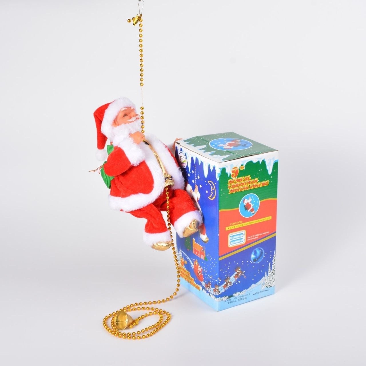 поднимающиеся санта игрушка,музыкальный дед мороз на цепочке,игрушка деда мороза на веревке,дед мороз музыкальный на веревке,дед мороз на верёвке