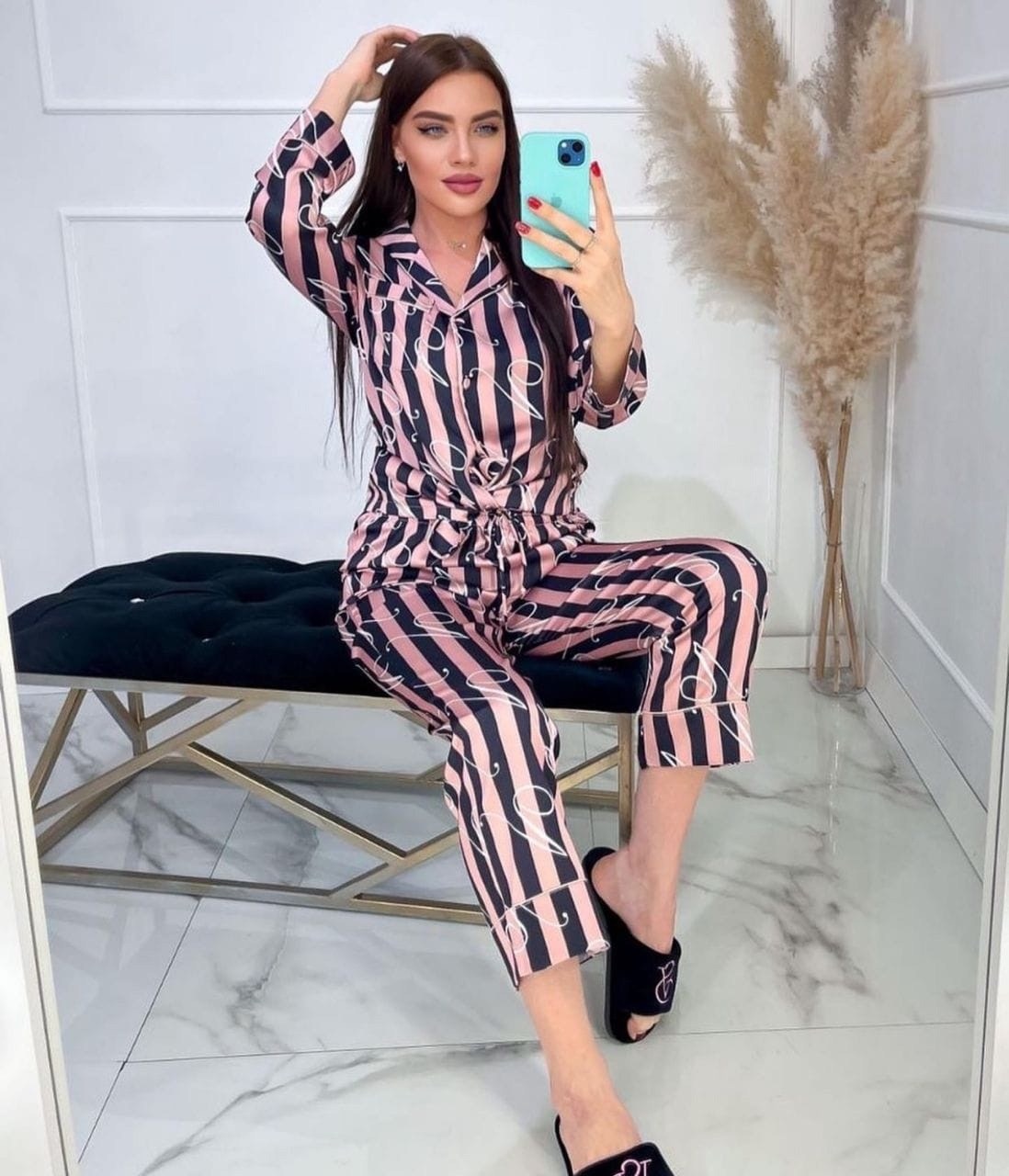 стильная пижама,пижамы женски,шелковые пижамы,пижамы со штанами,пижама шелковая женская