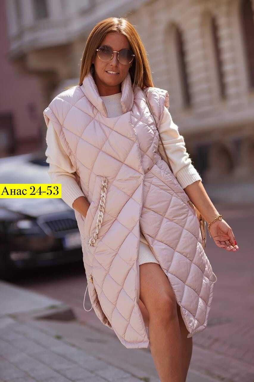 длинная жилетка стеганная женская размер 56-58,жилетка удлиненная,жилетка женская удлиненная,жилет на синтепоне,жилетка женская