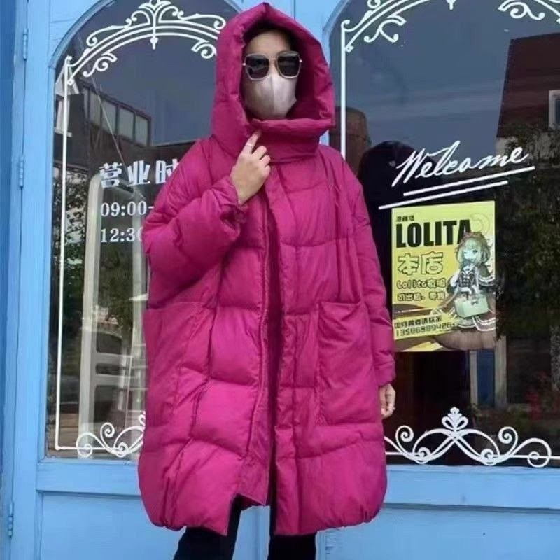 зимняя женская куртка lagabogy в стиле оверсайз,стильные пуховики,пуховик средней длины с капюшоном,женский пуховик janveny с капюшоном,теплый женский пуховик