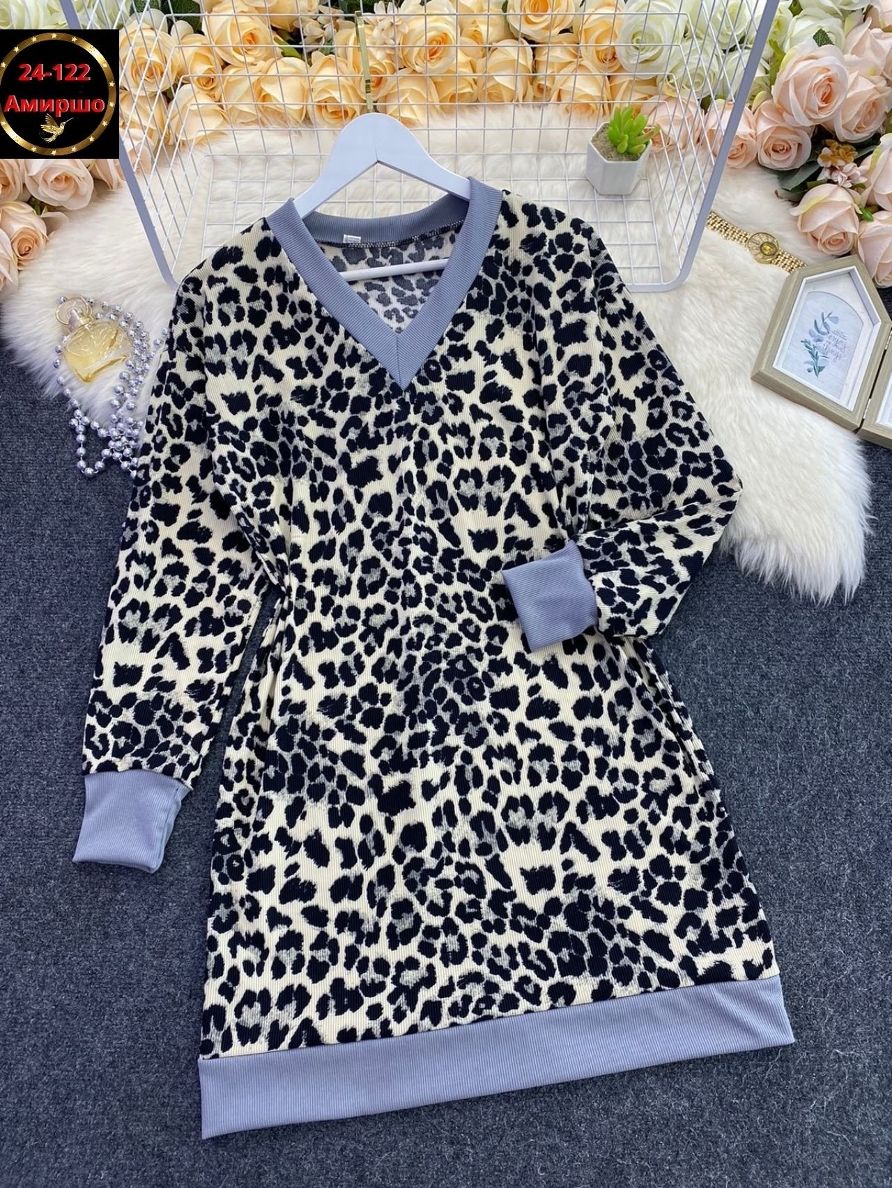 платье туника,туника женская,платье женское леопардовое,теплое платье женское,платье с леопардовым принтом