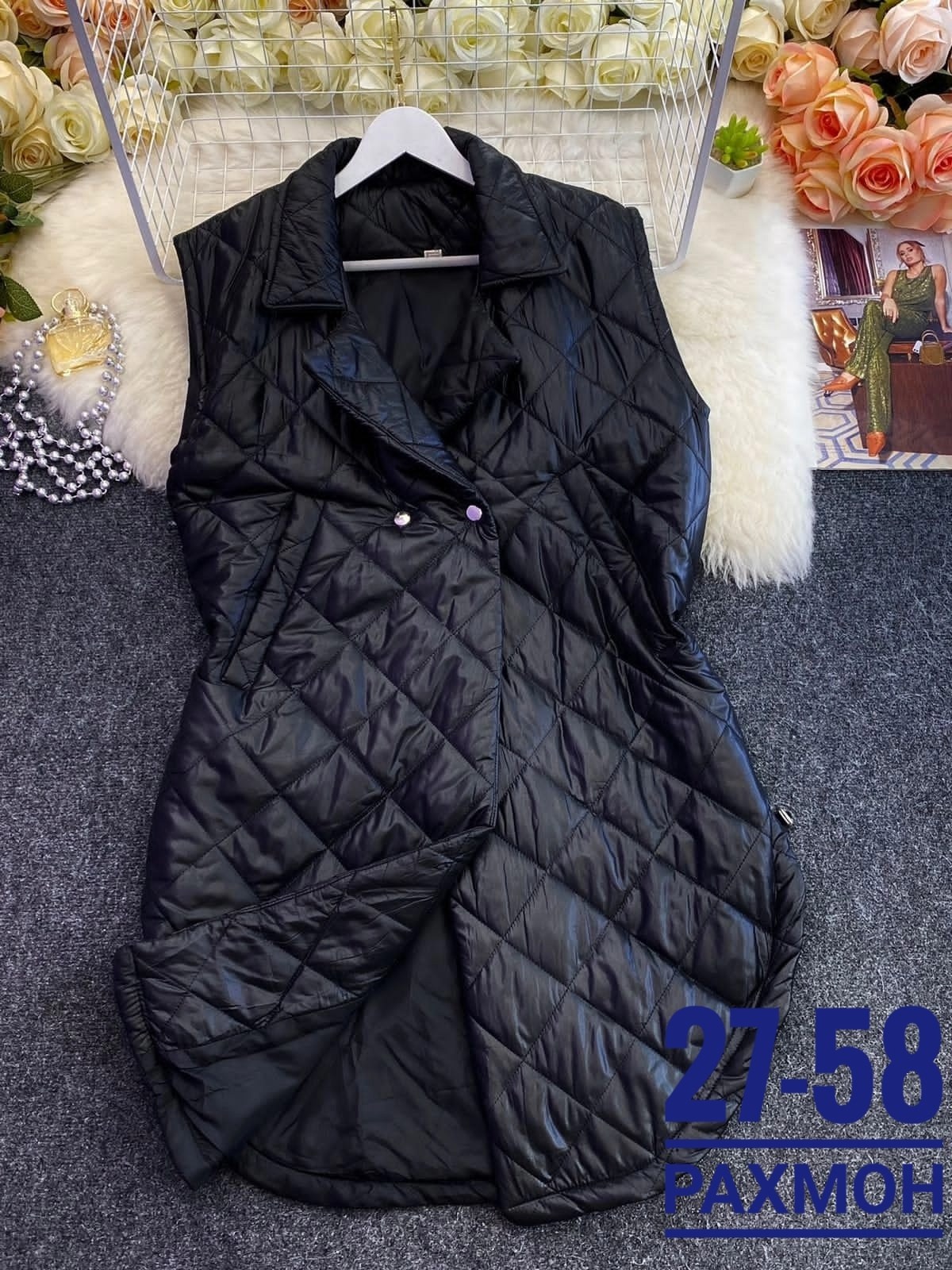 жилет удлиненный женский стеганый больших размеров,жилетка на синтепоне,длинная жилетка стеганная женская размер 56-58,жилет на синтепоне,жилетка женская