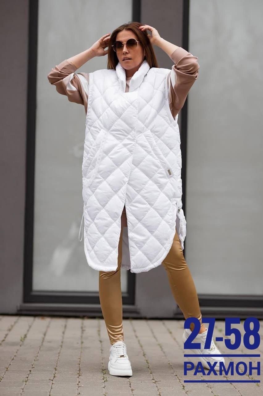 жилет удлиненный женский стеганый больших размеров,жилетка на синтепоне,длинная жилетка стеганная женская размер 56-58,жилет на синтепоне,жилетка женская