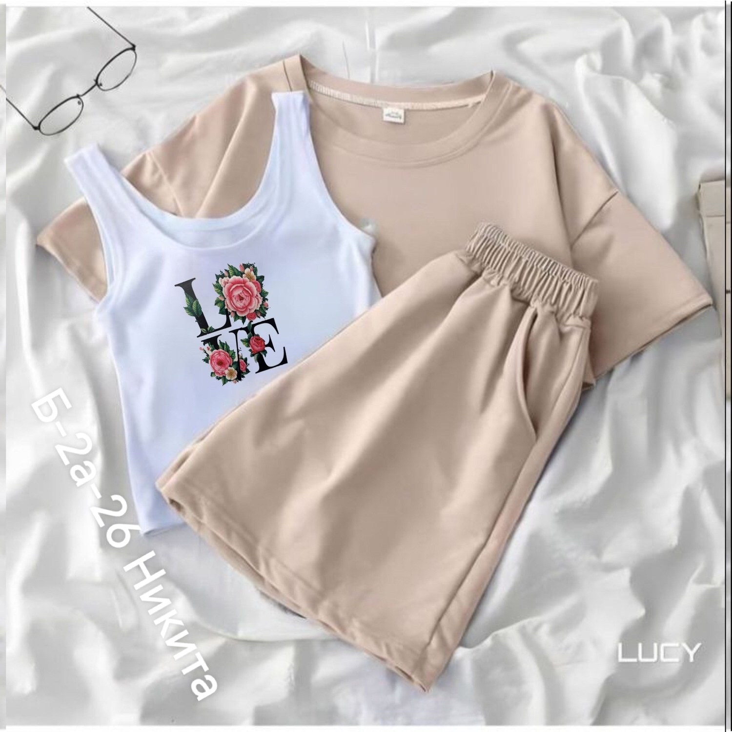 костюмы комплекты,костюмы женские,комплект с футболками,костюм шортами,одежд