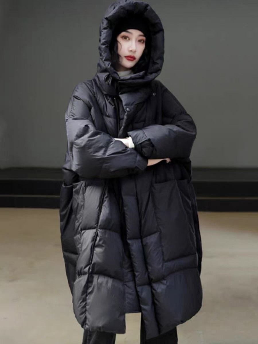 зимняя женская куртка lagabogy в стиле оверсайз,стильные пуховики,пуховик средней длины с капюшоном,женский пуховик janveny с капюшоном,теплый женский пуховик