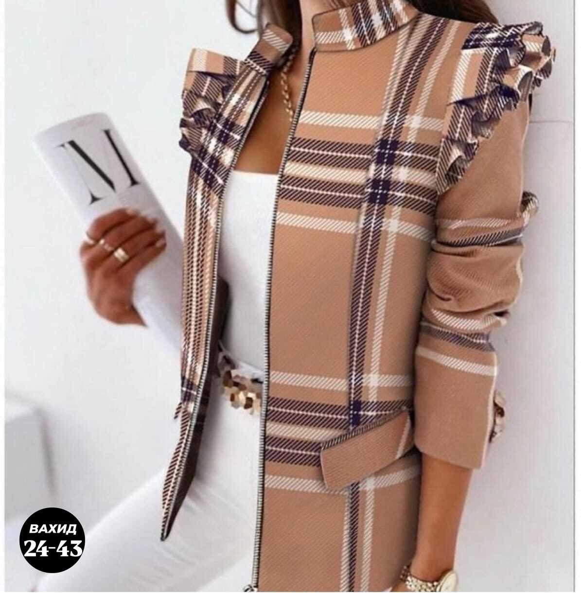 кардиган с воротником,приталенный пиджак в клетку женский,жакет в клетку,куртка в клетку