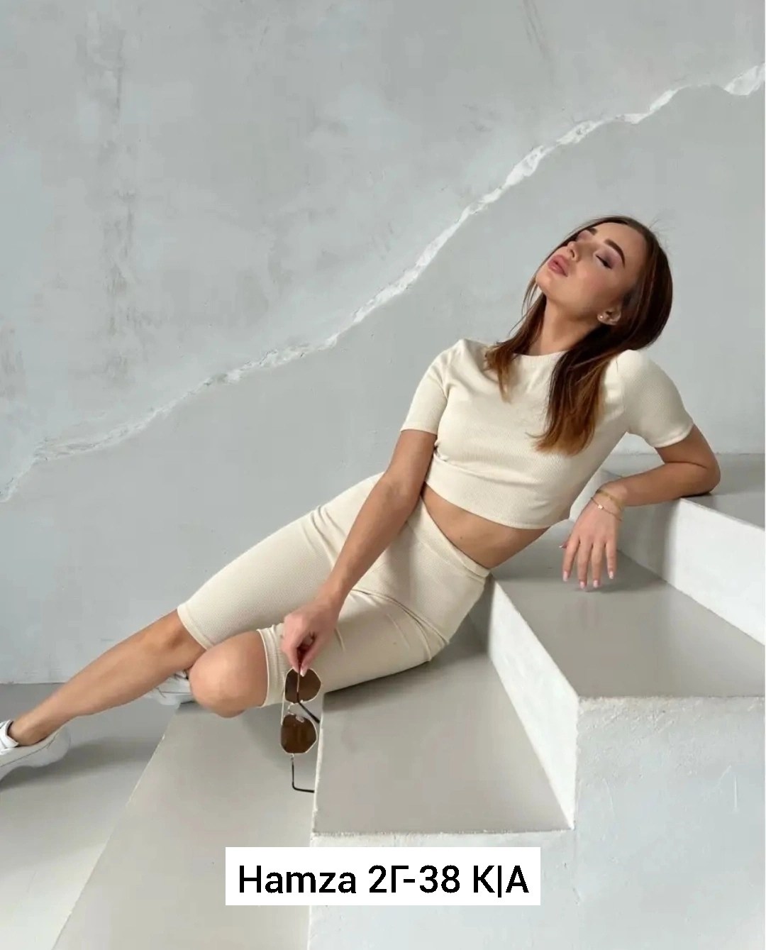 велосипедки спортивные женские minaku цвет бежевый,спортивный женский minaku цвет бежевый,бежевый костюм,костюм с велосипедками,костюмы спортивные