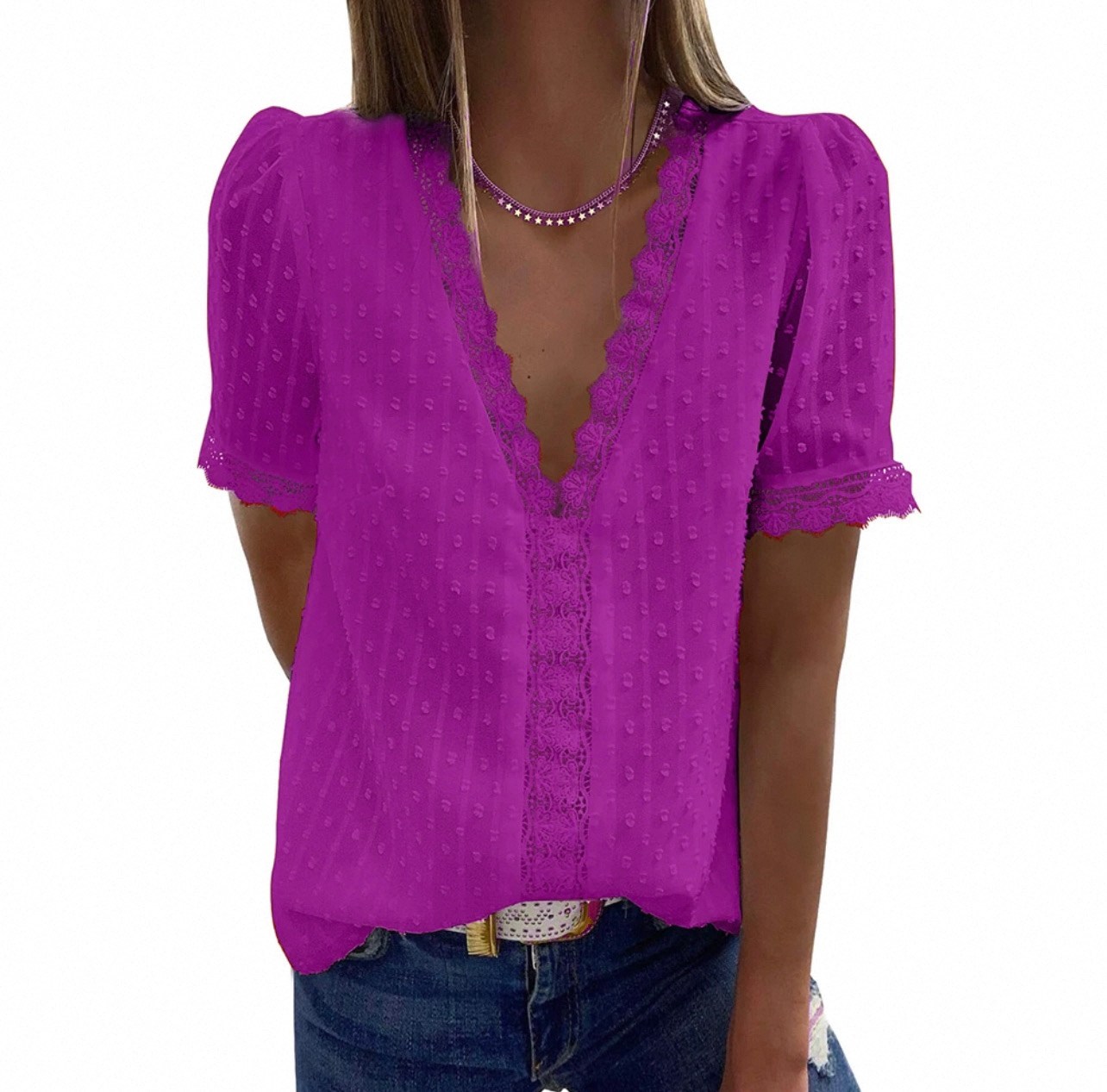 блузка модная,женская блуза,блузка женская летняя с короткими рукавами,кружевная блузка,блузка с короткий рукав