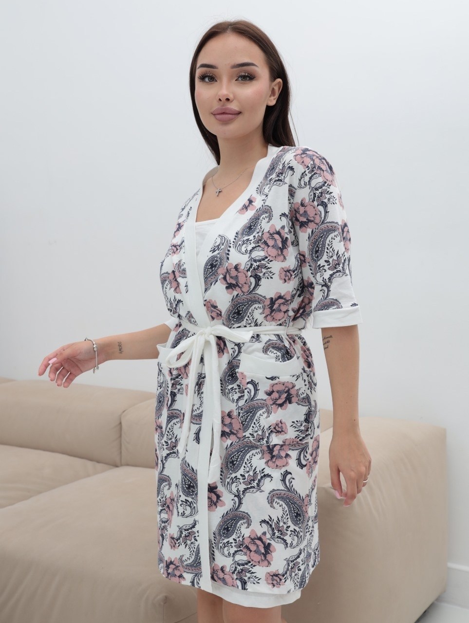 сорочка с халатом комплект,комплект ночная сорочка и халат,пеньюар комплект,халат с сорочкой комплект домашний,комплект с халатом