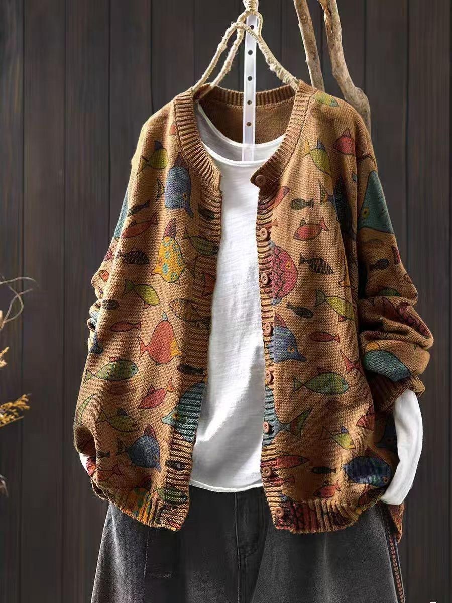 вязаный кардиган с принтом,кардиган с принтом,вязаные кардиганы,женский вязаный кардиган,кардиган больших размеров женский