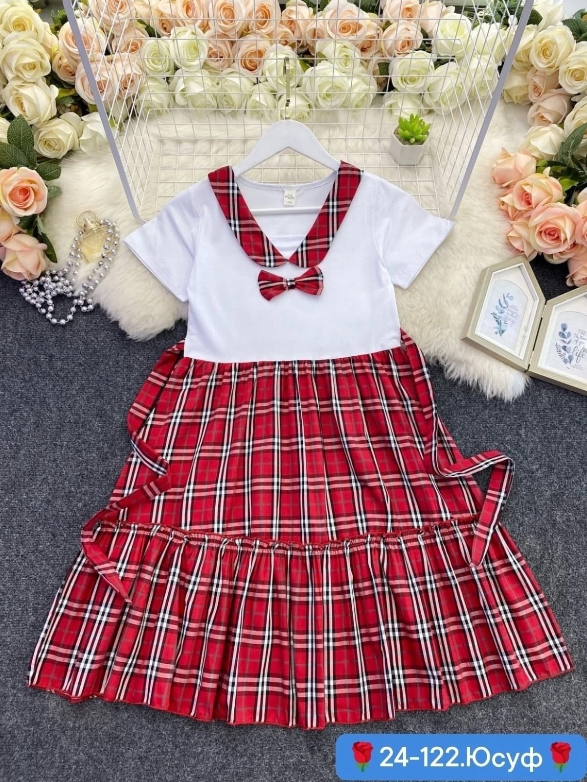 платье красное в клетку детское,клетчатое платье для девочки,платье в клетку,платье для девочек,платье для девочки красное
