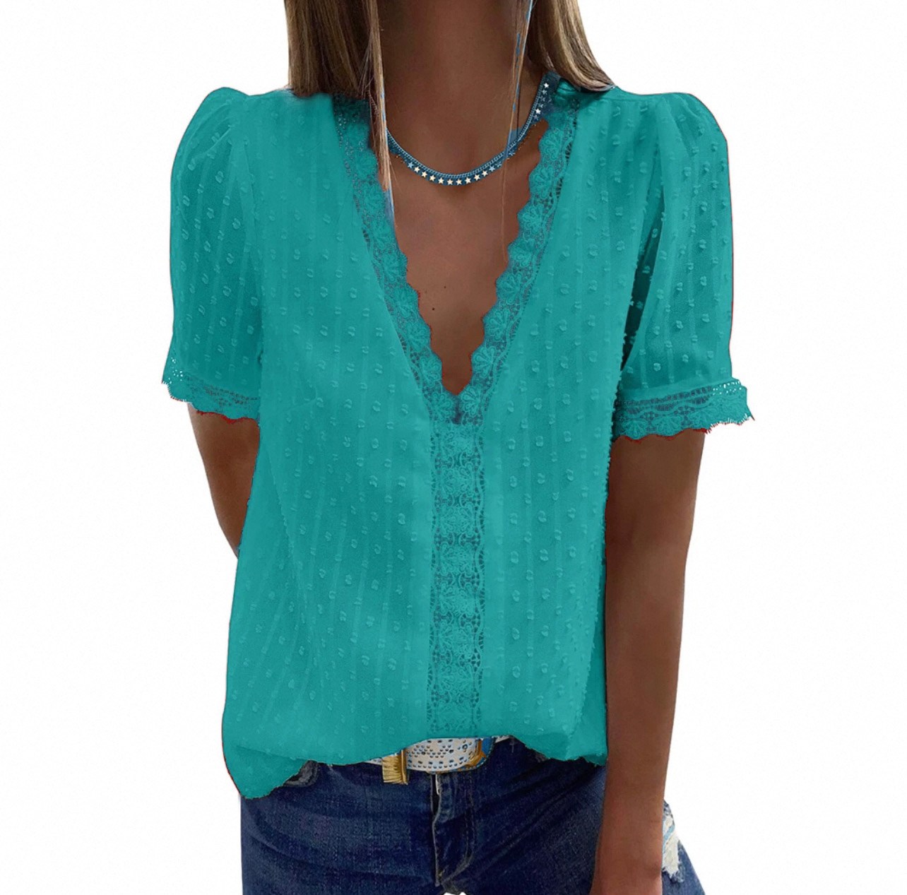 блузка модная,женская блуза,блузка женская летняя с короткими рукавами,кружевная блузка,блузка с короткий рукав
