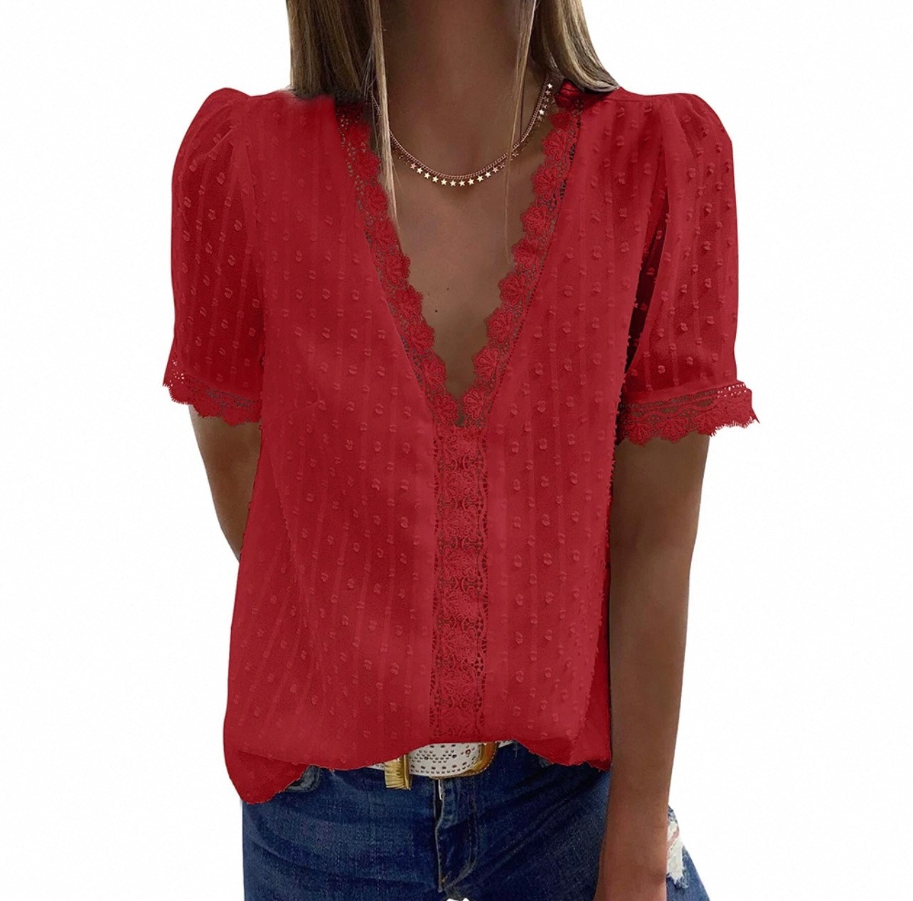 блузка модная,женская блуза,блузка женская летняя с короткими рукавами,кружевная блузка,блузка с короткий рукав