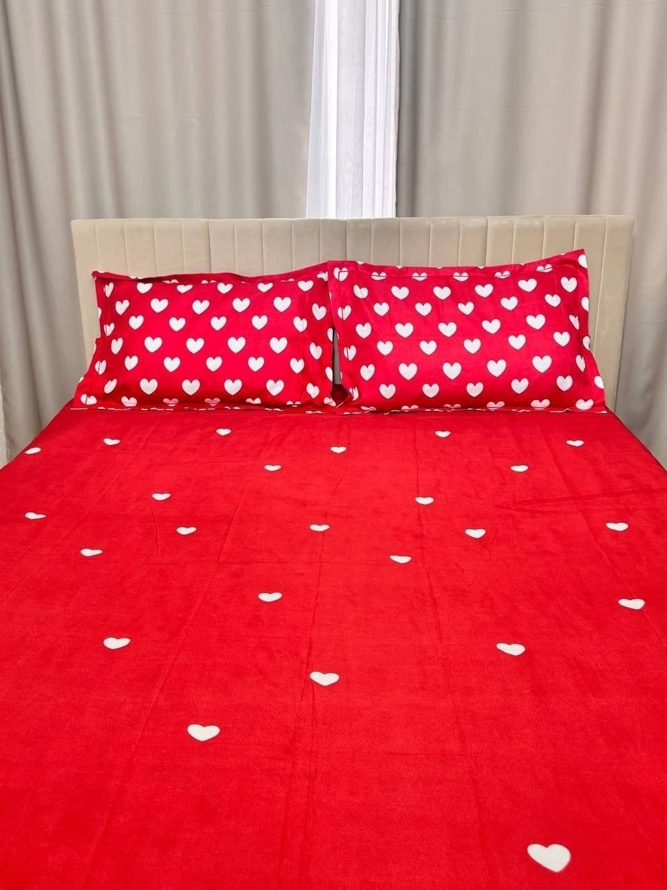 комплект постельного белья,постельного белья,комплект постельного белье евро,постельное белье с сердечками,красное постельное белье