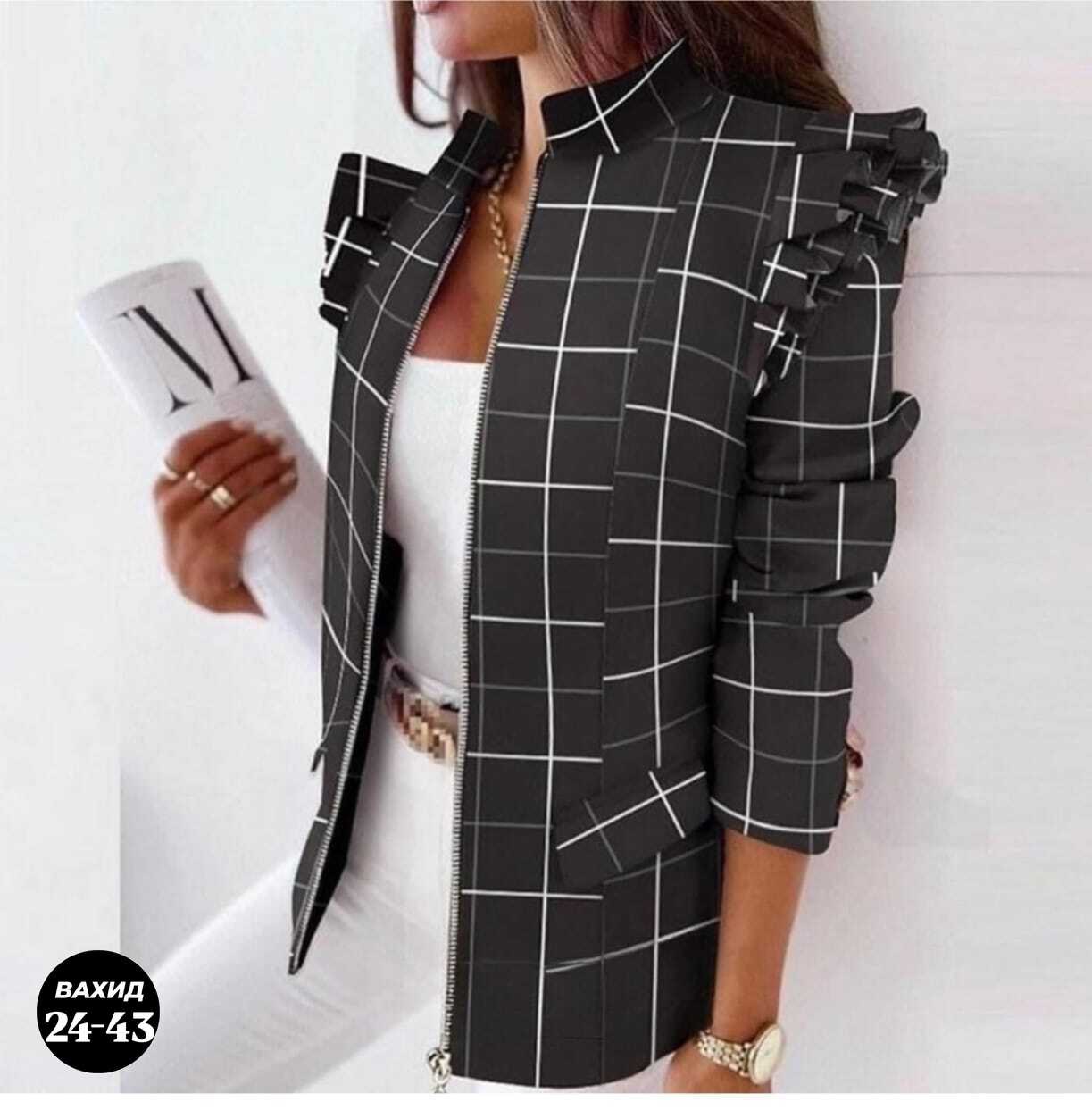 кардиган с воротником,приталенный пиджак в клетку женский,жакет в клетку,куртка в клетку