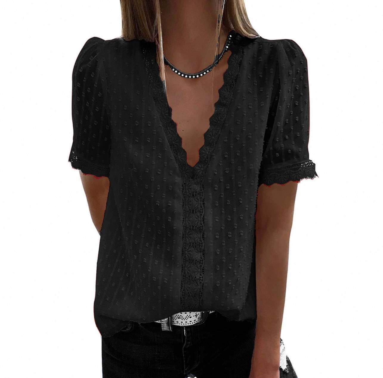блузка модная,женская блуза,блузка женская летняя с короткими рукавами,кружевная блузка,блузка с короткий рукав