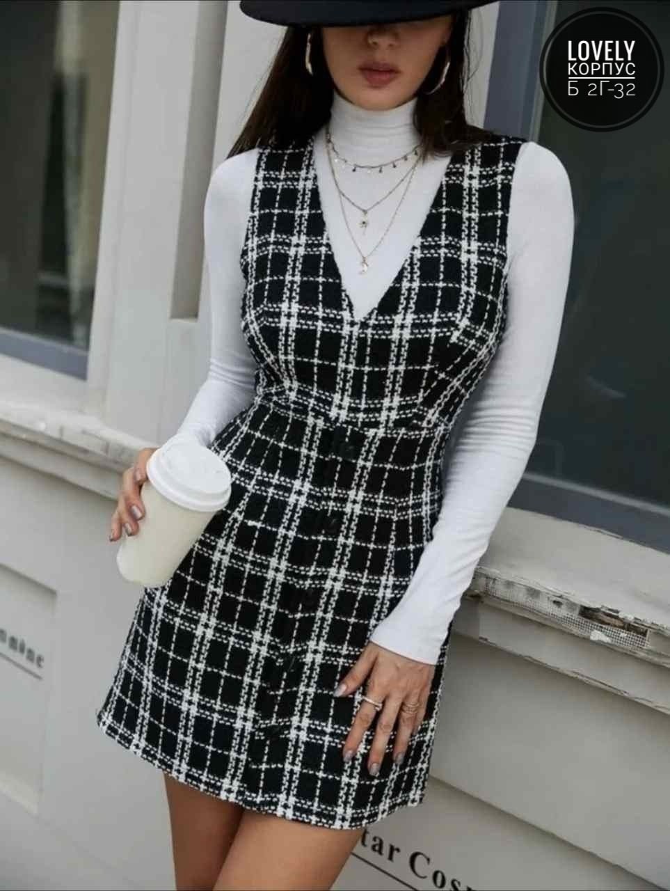 теплый сарафан,сарафан приталенный,женский сарафан,твидовый сарафан,платье сарафан