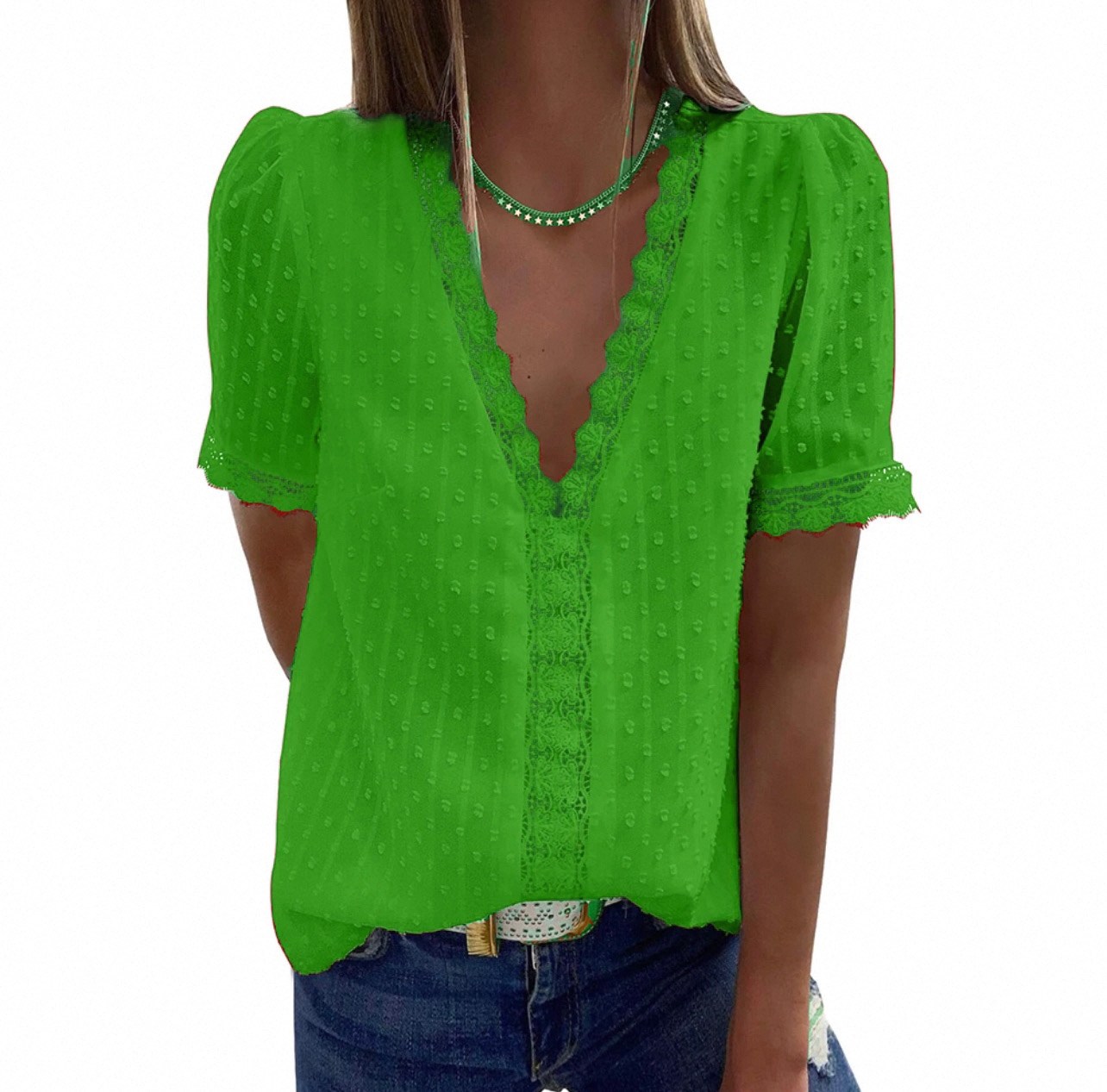 блузка модная,женская блуза,блузка женская летняя с короткими рукавами,кружевная блузка,блузка с короткий рукав