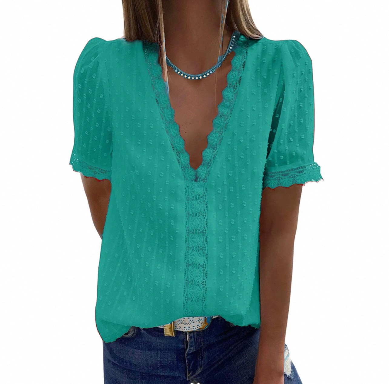 блузка модная,женская блуза,блузка женская летняя с короткими рукавами,кружевная блузка,блузка с короткий рукав