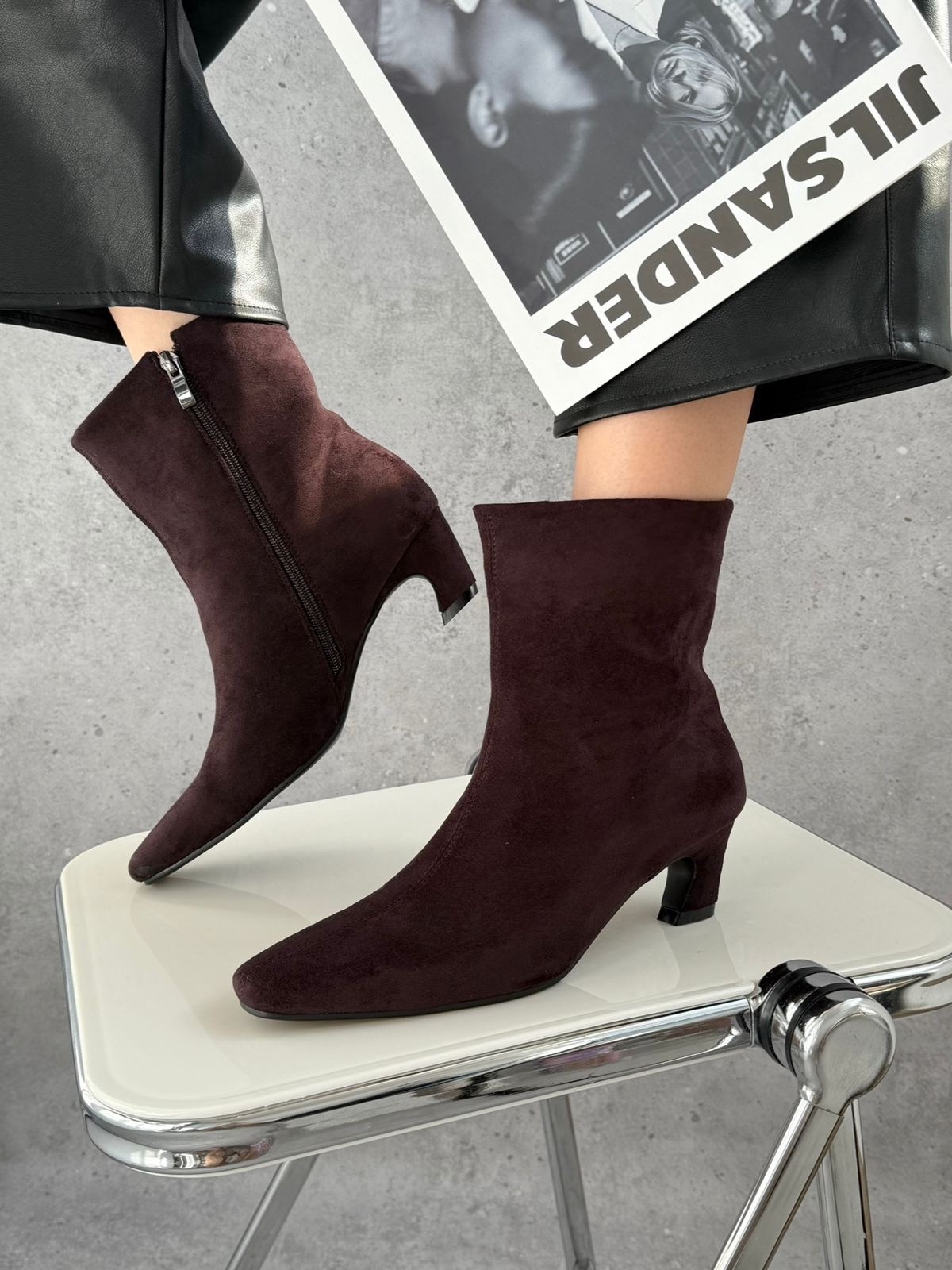замшевые ботильоны,,ботильоны женские,бордовые ботильоны,модные ботильоны