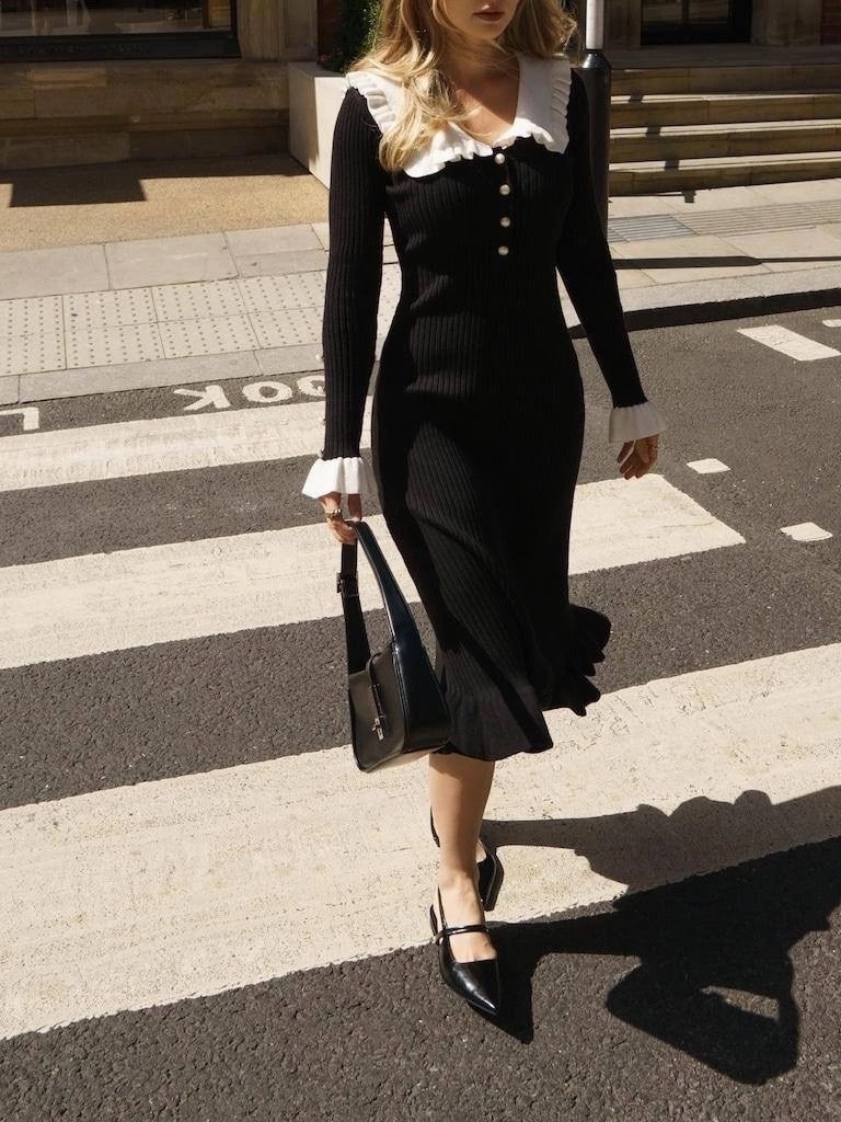 платье с воротником,платье в стиле,элегантное платье,платье вязаное с воротником,трикотажное платье