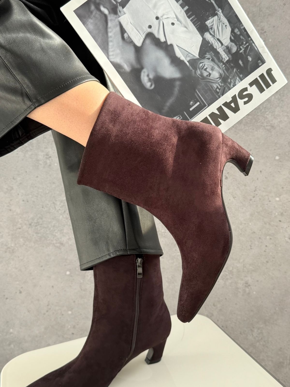 замшевые ботильоны,,ботильоны женские,бордовые ботильоны,модные ботильоны