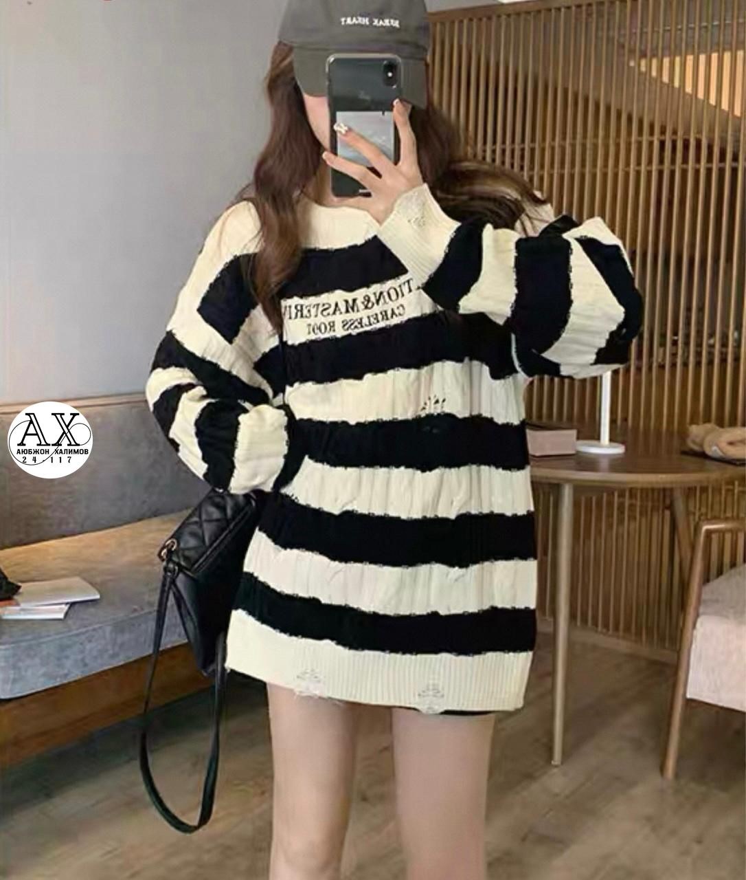 женский свитер в полоску,вязаный свитер в полоску,свитер в полоску,свитер,модные свитера