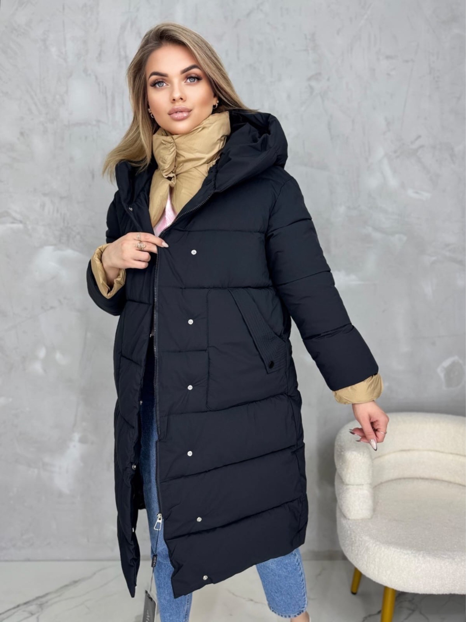 удлиненная куртка,женская зимняя куртка,куртка женская,бежевый пуховик,женский пуховик