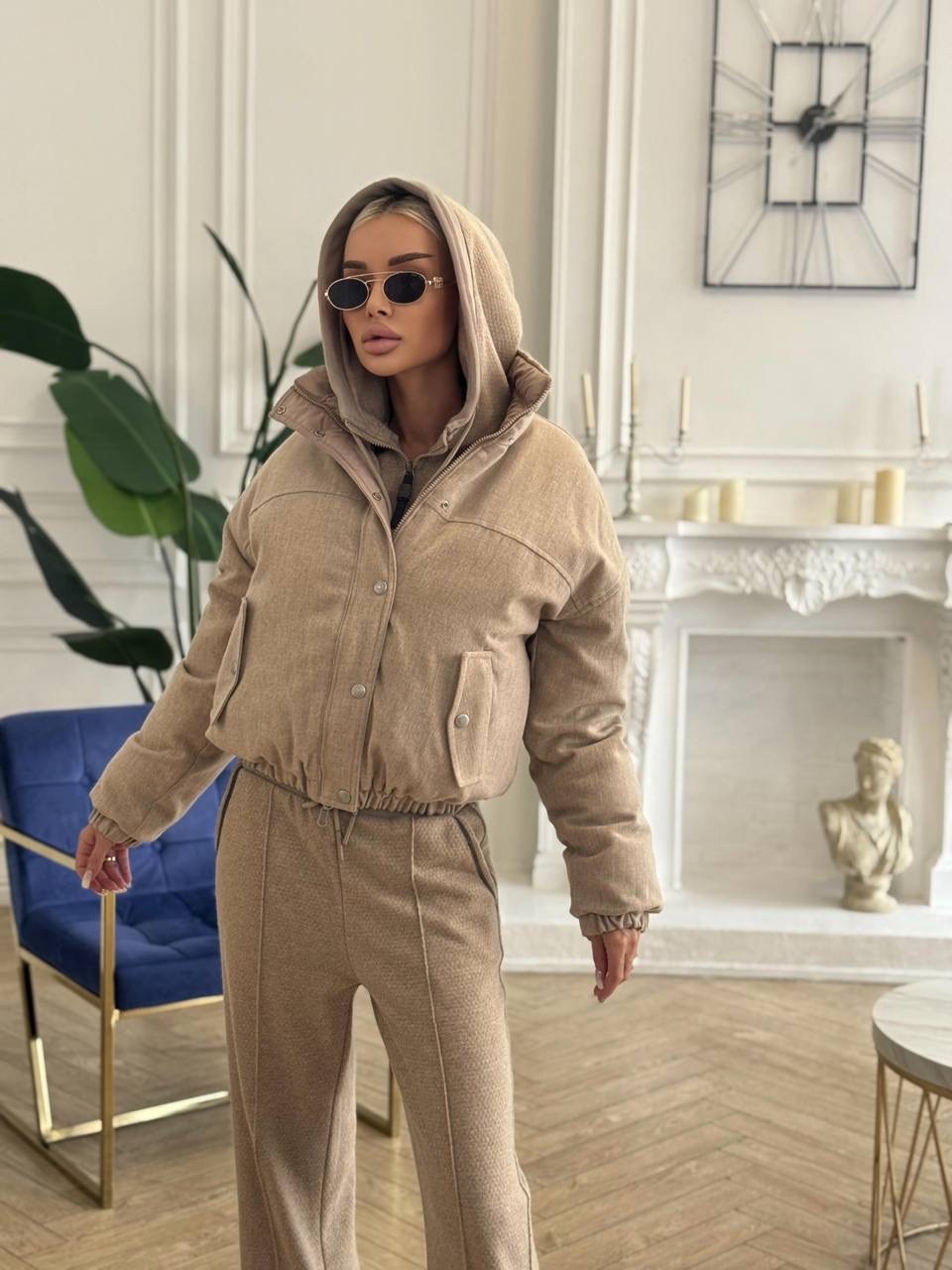 костюм бежевый,костюм тройка с курткой,cпортивный костюм женский на флисе,костюм теплый на флисе,куртка женская
