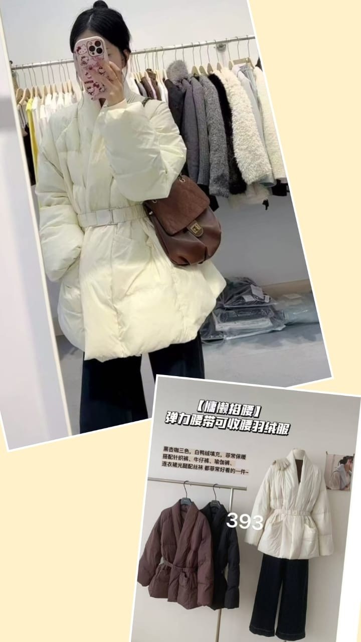 пуховик повседневный,женские зимние куртки,женский пуховик с поясом,пуховик с поясом,куртка с поясом