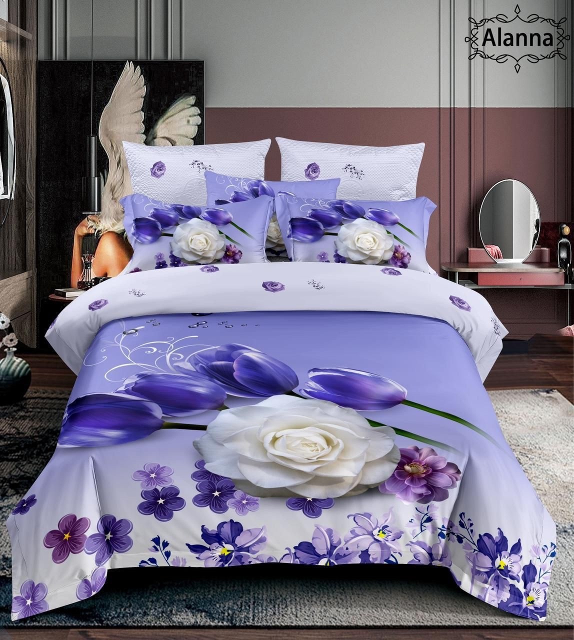 комплект постельного белья alanna,комплект постельного белья,комплект постельного белье евро,комплект постельного белья сатин евро,роскошный комплект постельного белья