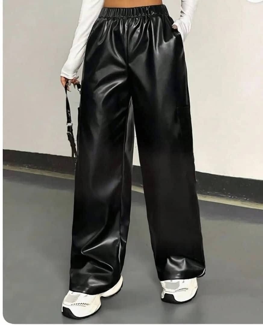 кожаные брюки,кожаные брюки широкие,брюки из искусственной кожи с высокой талией,кожаные штаны,кожаные брюки палаццо