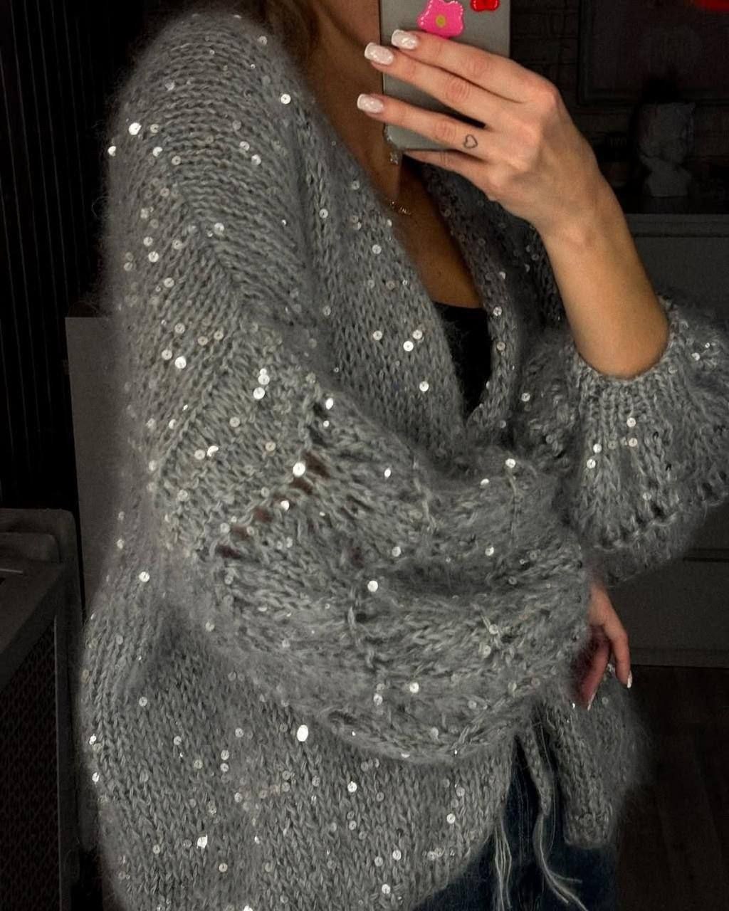 кардиган вязаное,кардиган с пайетками,вяжем кардиган,кардиган,женский вязаный кардиган