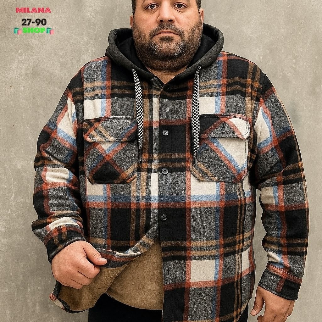 рубашка мужская с капюшоном,теплая рубашка,рубашка на меху,рубашка с капюшоном,рубашка в клетку с капюшоном