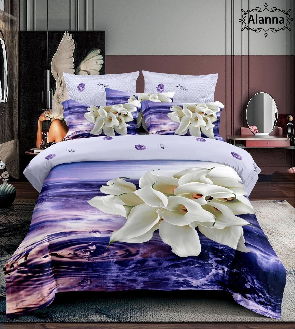 комплект постельного белья alanna,комплект постельного белья,комплект постельного белье евро,комплект постельного белья сатин евро,роскошный комплект постельного белья