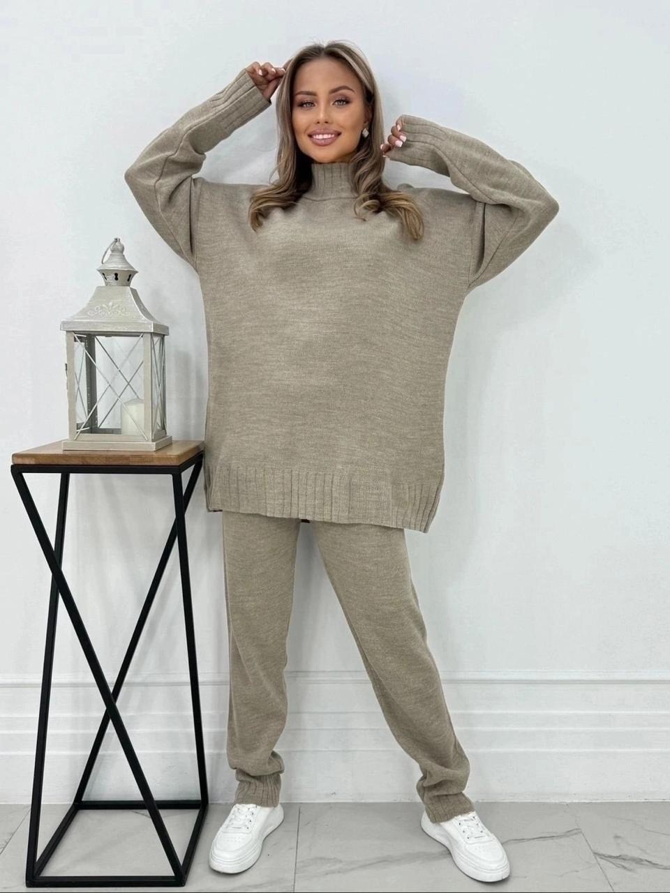 женский трикотажный костюм,трикотажный теплый костюм,теплый костюм с брюками,костюмы трикотажные,трикотажный костюм с брюкам