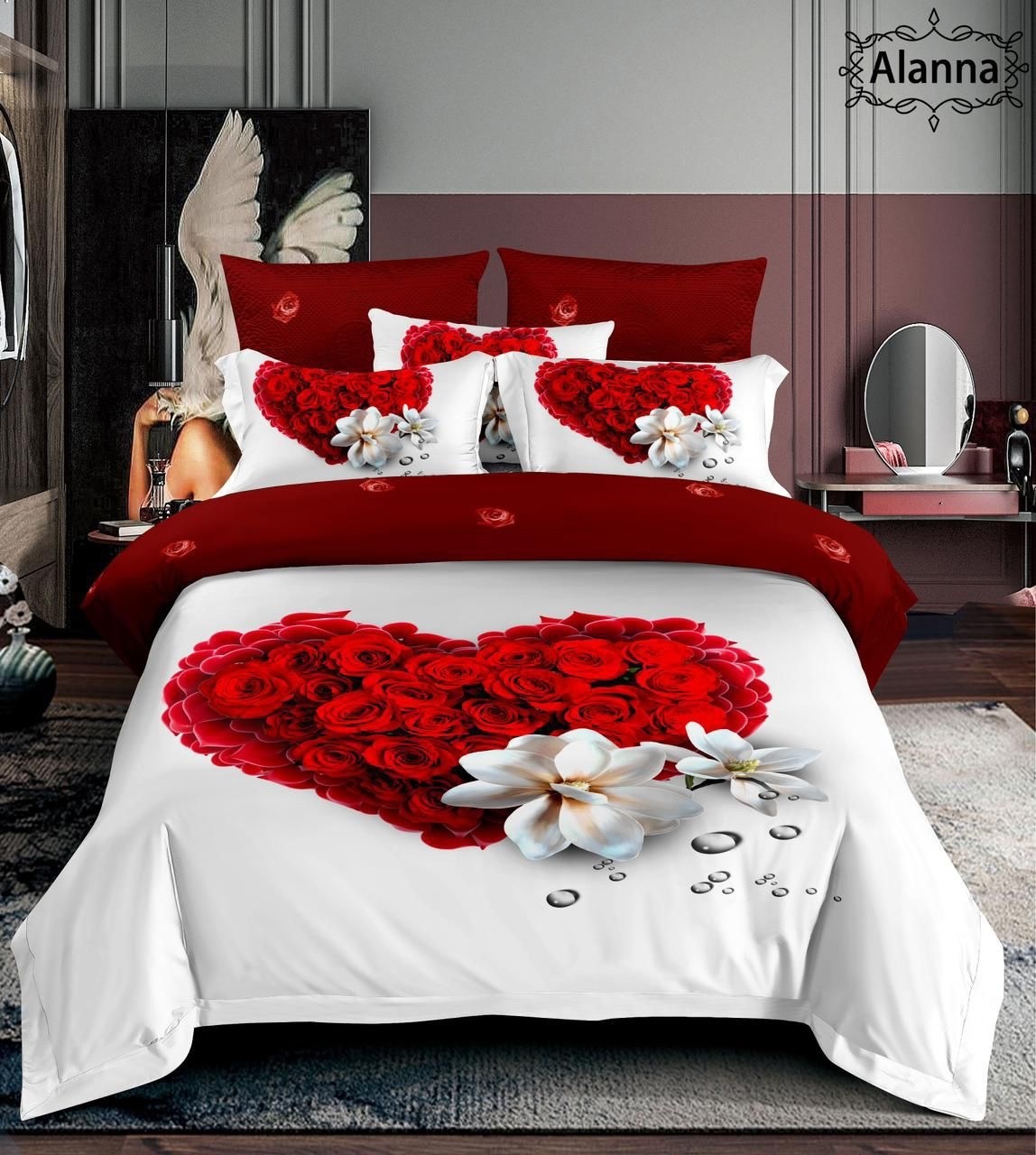 комплект постельного белья alanna,комплект постельного белья,комплект постельного белье евро,комплект постельного белья сатин евро,роскошный комплект постельного белья