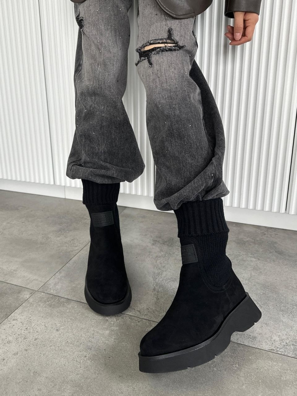 ,женские ботинки,зимняя женская ,ботинки зимние челси,замшевые ботинки