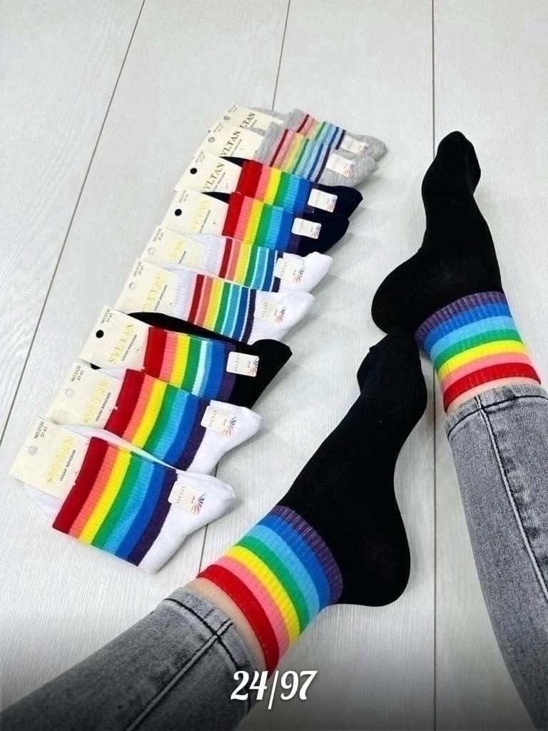 женские носочки,женские носки,носки лгбт,радужные носки,модные носки