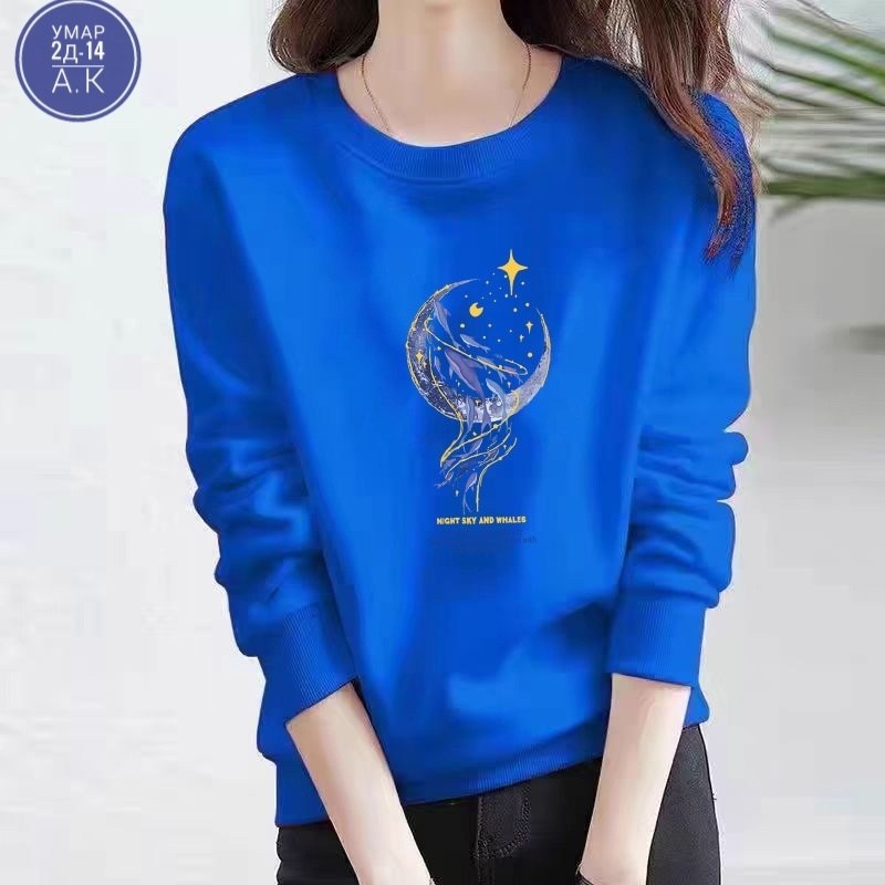 женский свитшот,толстовки свитшот,повседневный свитшот,свитшот,синий свитшот