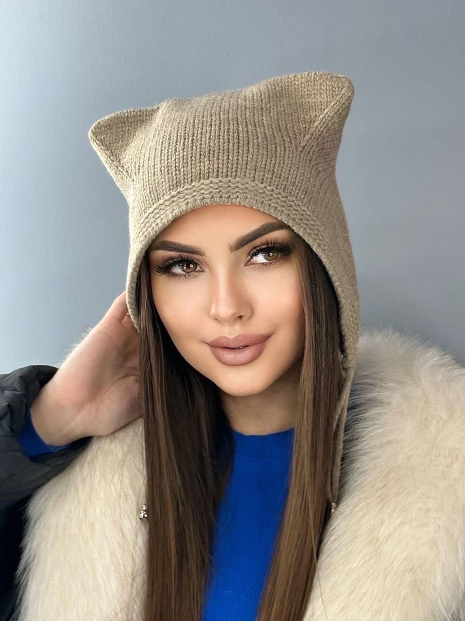 шапка женская из ангоры с ушками дом радости,шапка с ушками,шапка женская из ангоры,шапка для женщин,шапка женская с ушками