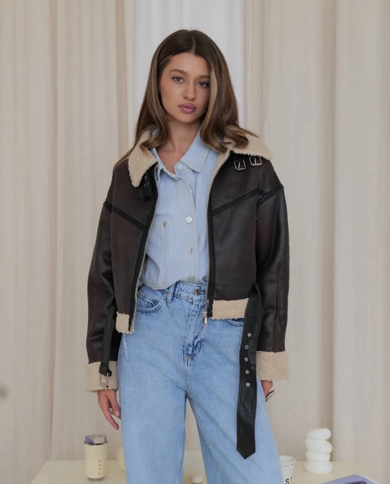 дубленка авиатор женская,дубленка авиатор,стильная дубленка,дубленка укороченная,дубленка женская