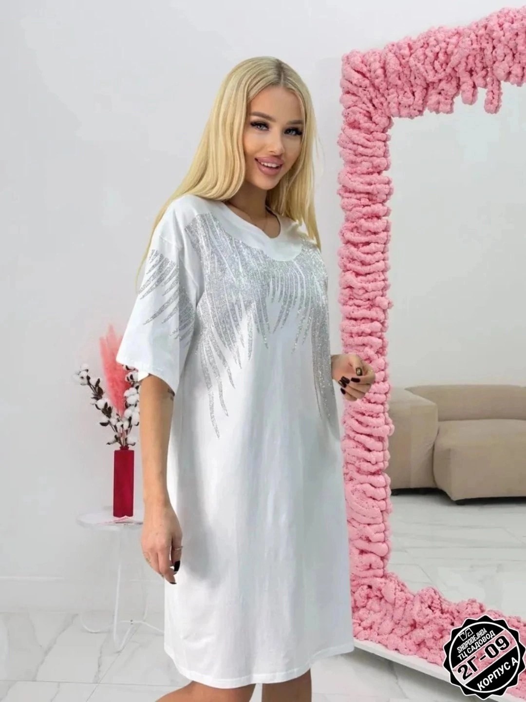 туника стильная,женские туники,платье туника,футболка оверсайз со стразам,платье женское туника