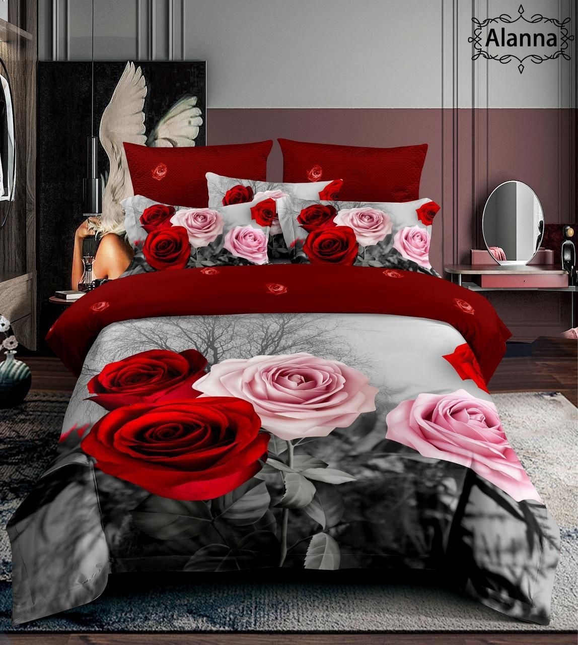 комплект постельного белья alanna,комплект постельного белья,комплект постельного белье евро,комплект постельного белья сатин евро,роскошный комплект постельного белья