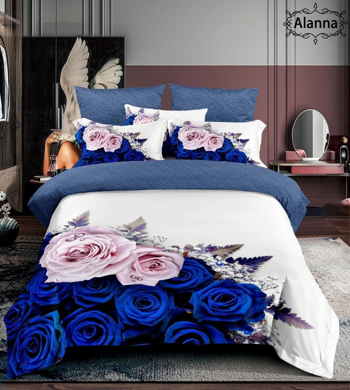 комплект постельного белья alanna,комплект постельного белья,комплект постельного белье евро,комплект постельного белья сатин евро,роскошный комплект постельного белья